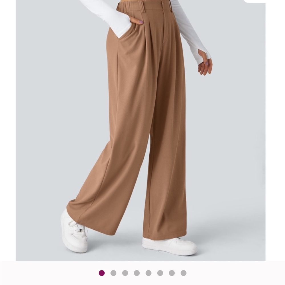 HALARA Pull-On Wide Leg Trousers Pants in Mocha Brown Size XS